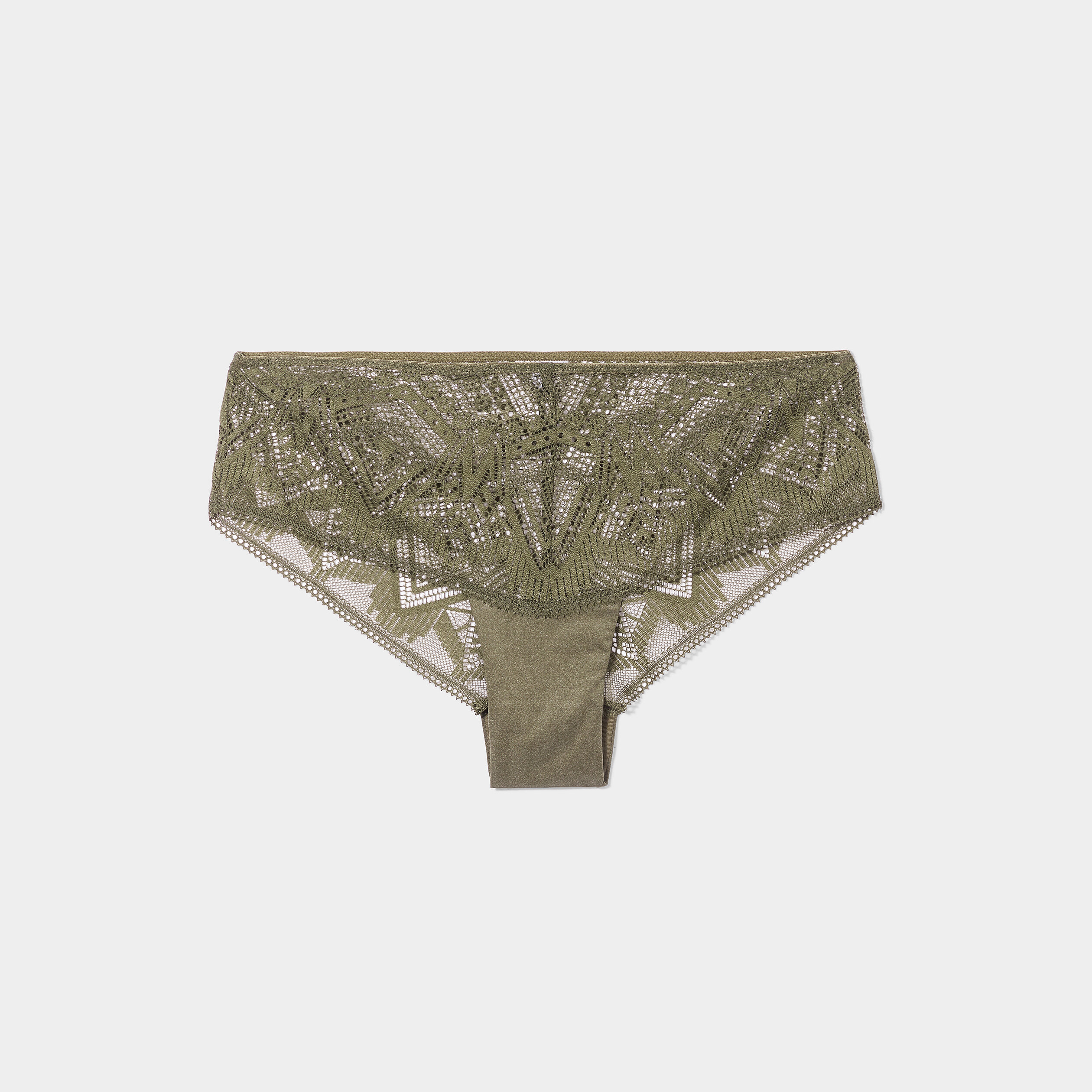 Shorty à dentelle vert kaki femme | La Halle