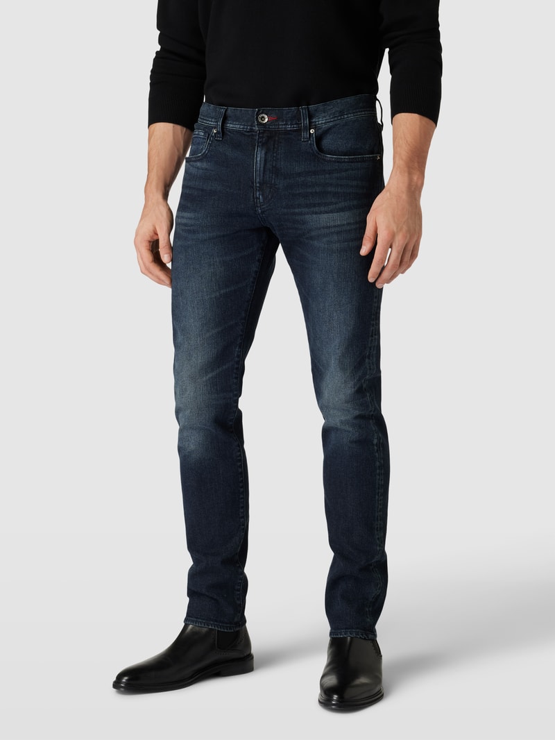 Slim Fit Jeans mit Knopf- und Reißverschluss in dunkelblau