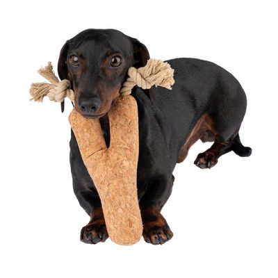 TIAKI Hundespielzeug Kork-Ast mit Seil