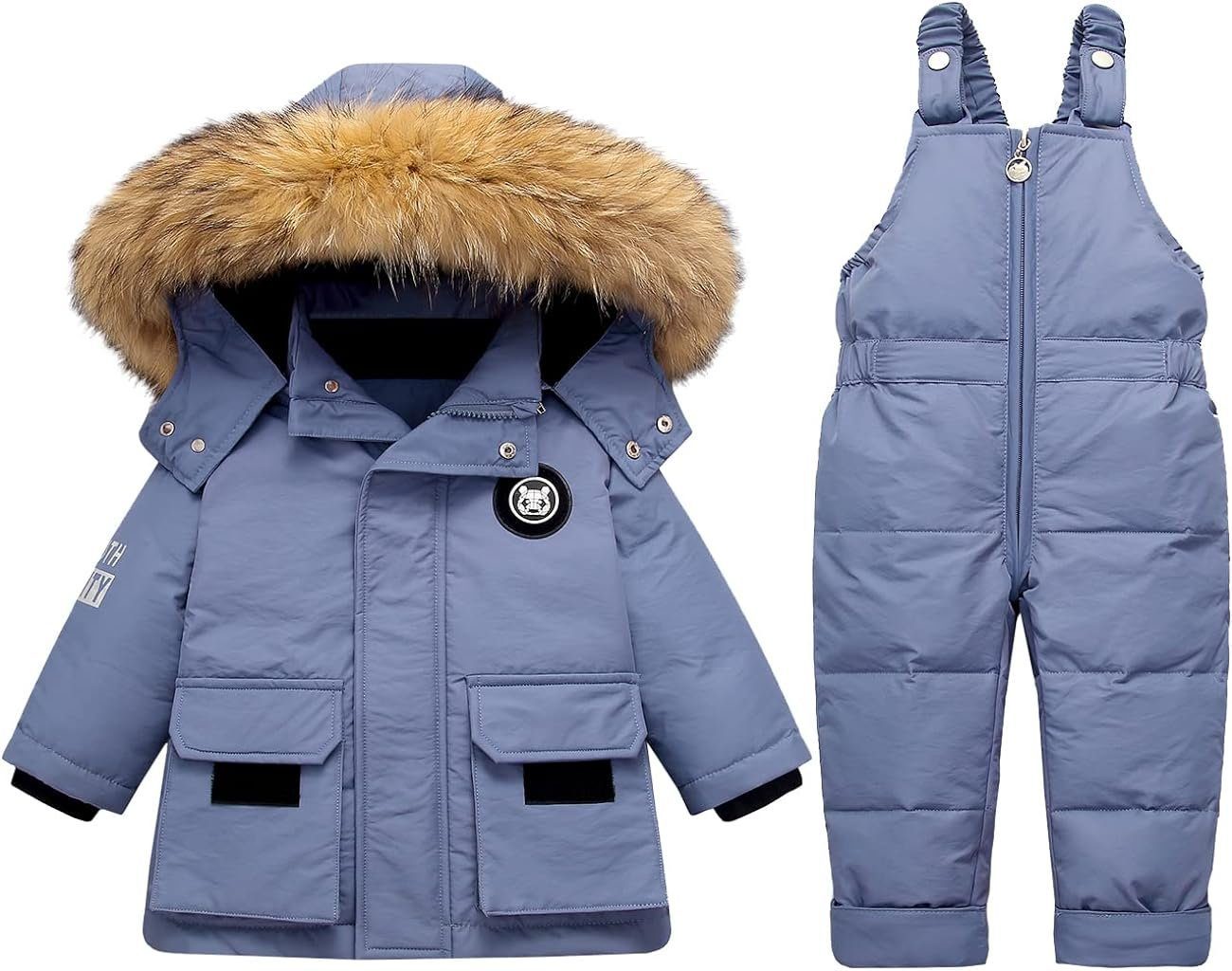 KINOMI Schneeoverall Schneeoverall(2-tlg) Schneebekleidung Schneeanzüge (2 set, weiße Entendaunen, für Kinder) Wasser- und winddicht