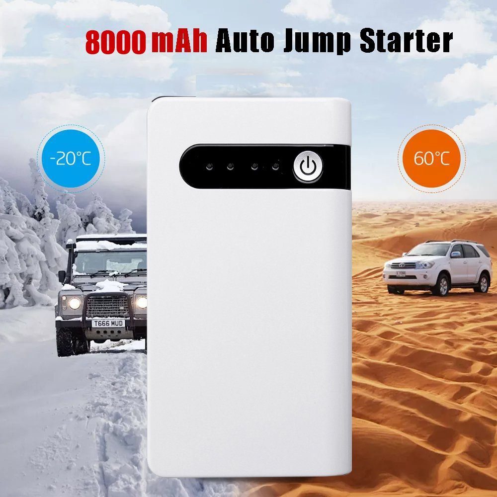 MDHAND 8000 mAh Weiß kompakt Starthilfegerät Autobatterie-Ladegerät (1-tlg., für Auto, Boot, Motorrad, Smartphones, Tablet)