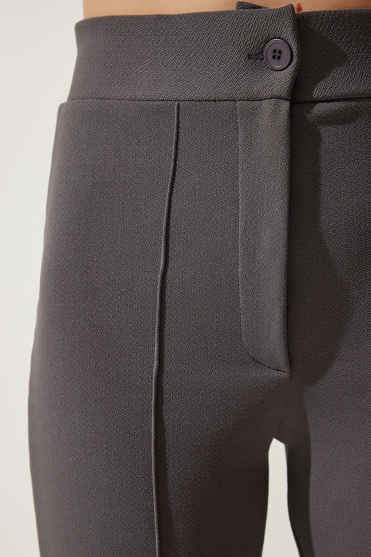 Happiness İstanbul  Bequeme Strickhose aus geräuchertem Lycra mit hoher Taille für Damen RV00090