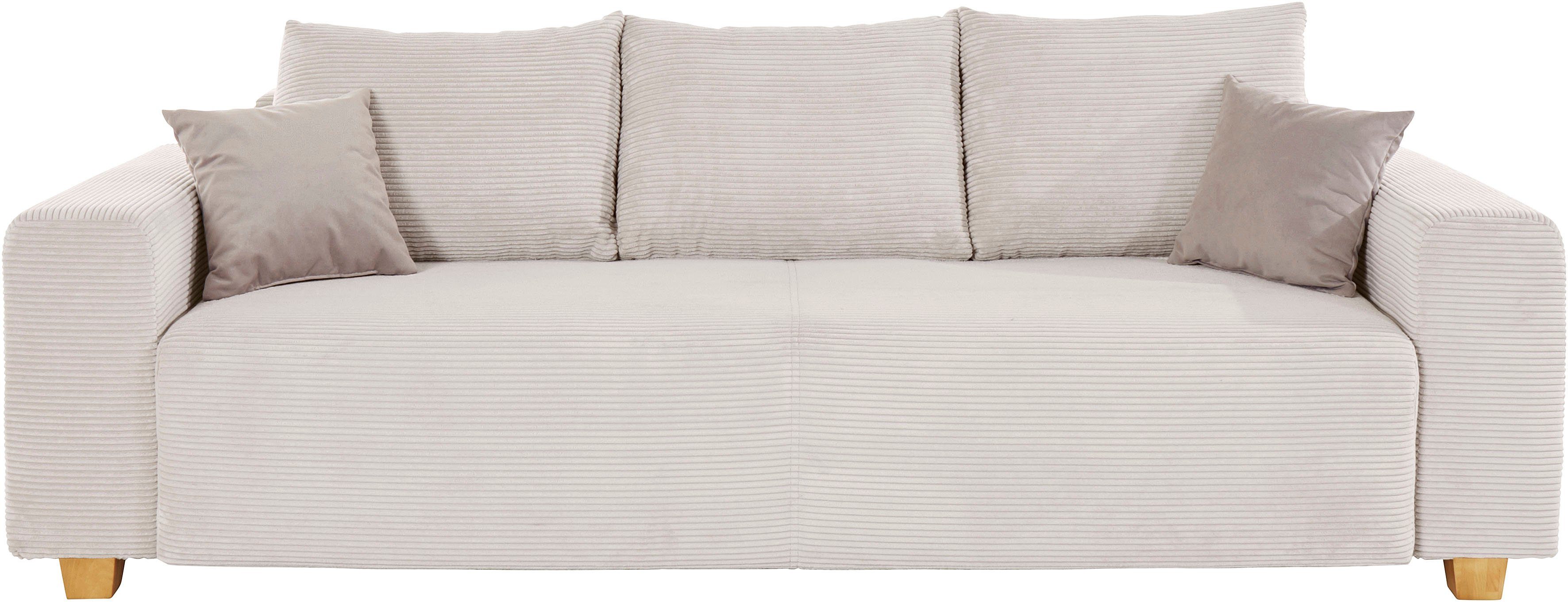 COLLECTION AB Schlafsofa Yves, mit Bettkasten und Bettfunktion, 2 Zierkissen inklusive, in Cord