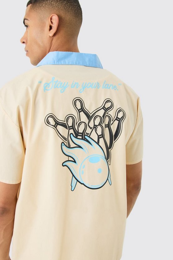 Short Sleeve Boxy Poplin Bowling Back Shirt