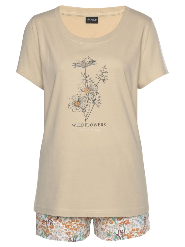 VIVANCE DREAMS Shorty in grau-geblümt, sand-geblümt günstig kaufen 32/34