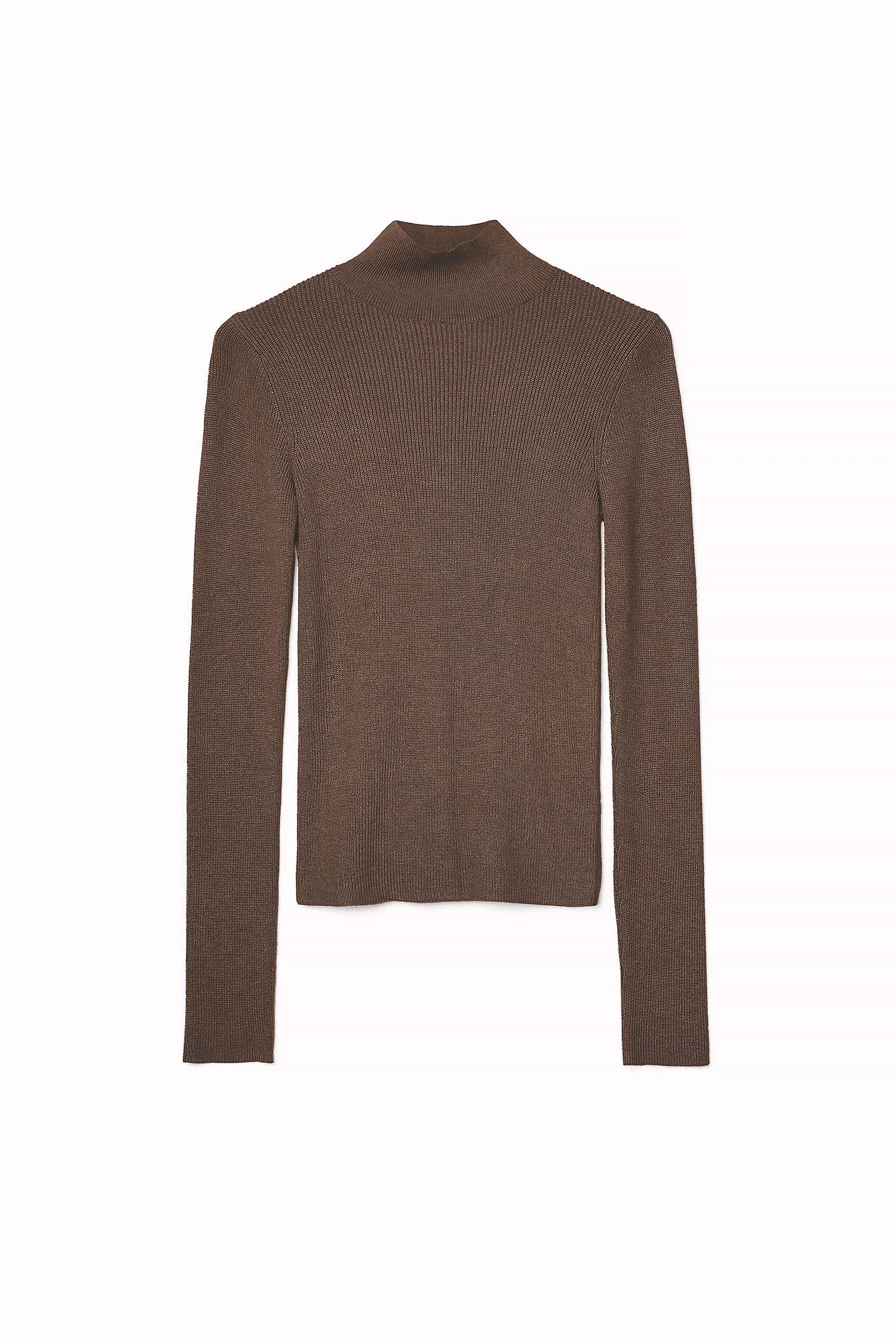 Langärmeliger Rollkragenpullover mit Rippenstrick