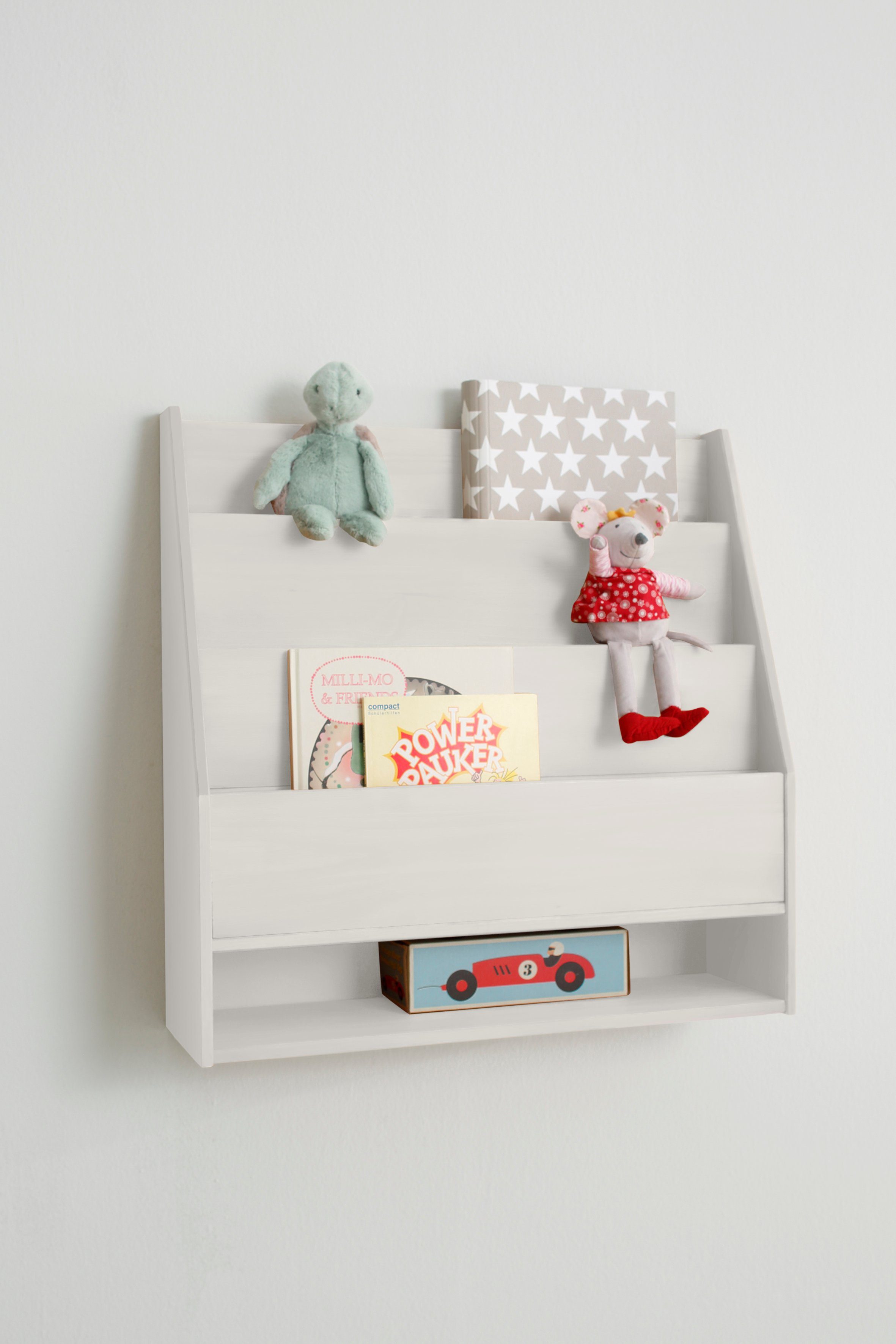 Lüttenhütt Kinderregal Alpi, 1-tlg., Wandregal aus Kiefernholz, Wandmontage, Farbvarianten, Breite 70 cm
