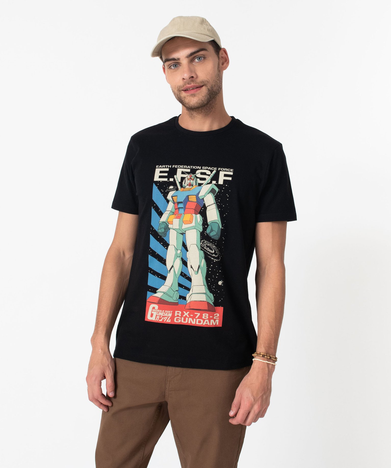 Tee-shirt manches courtes imprimé RX-78-2 Gundam homme - Mo... noir | GEMO