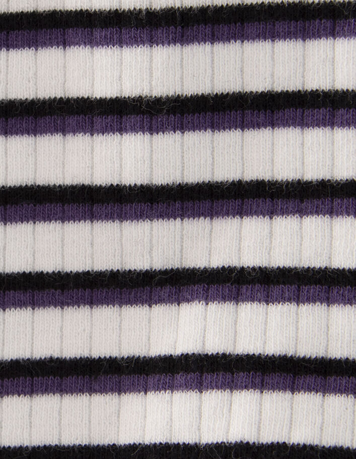 T-shirt blanc côtelé à rayures fille