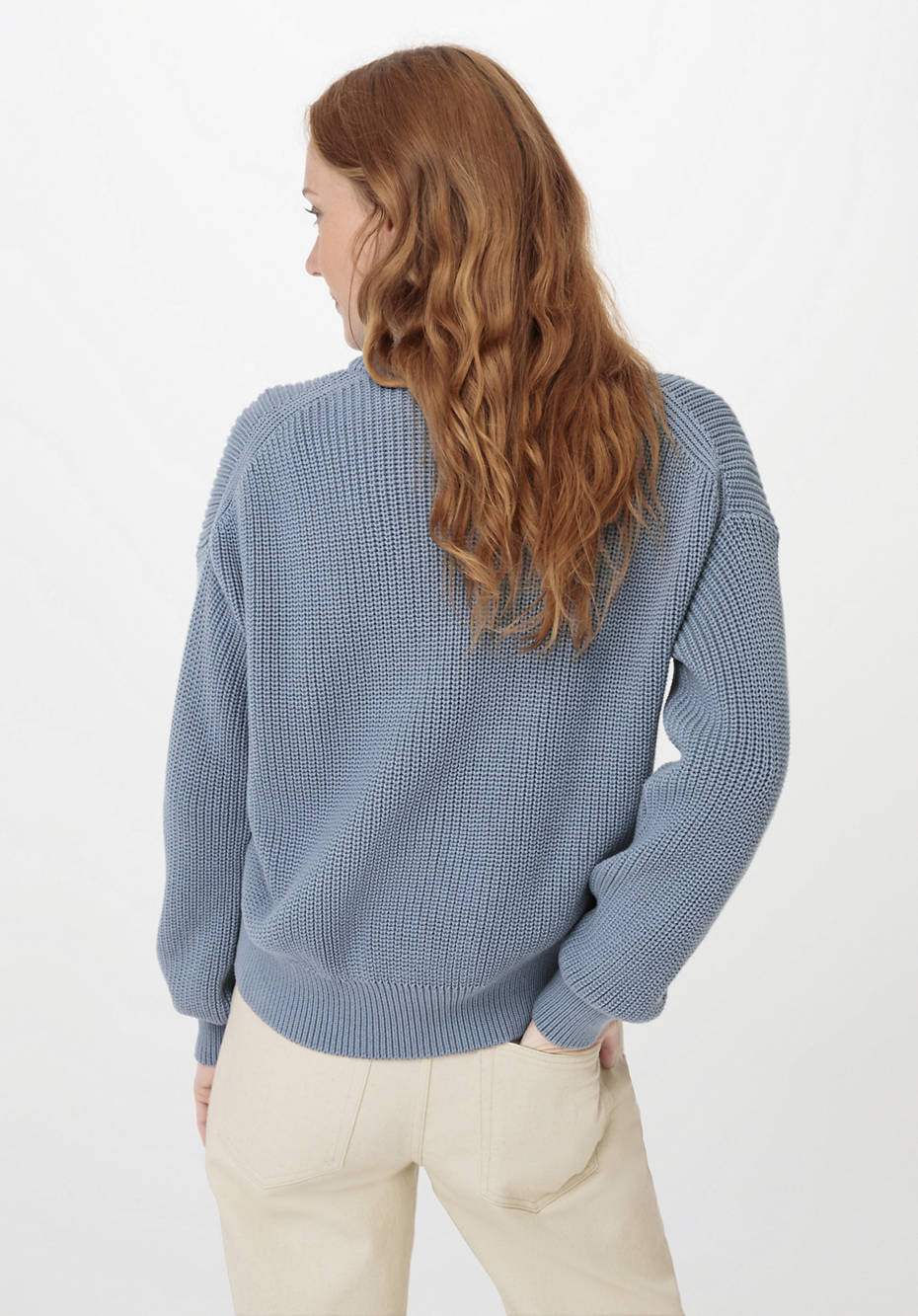 Rundhals-Cardigan aus reiner Bio-Baumwolle