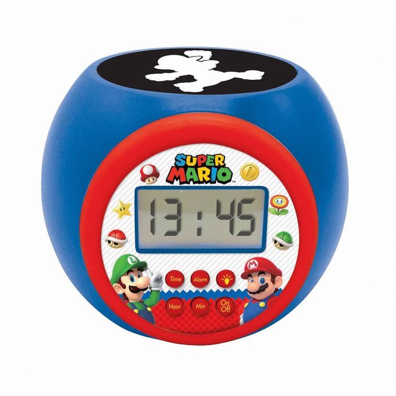 Réveil projecteur Super Mario fonction minuteur bleu