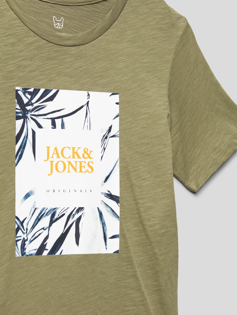 T-Shirt mit Label-Print Modell 'CRAYON' in schilf