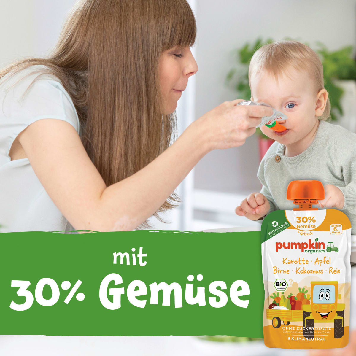 Quetschie Karotte, Apfel, Birne, Kokos & Reis, ab 6 Monaten, 100 g