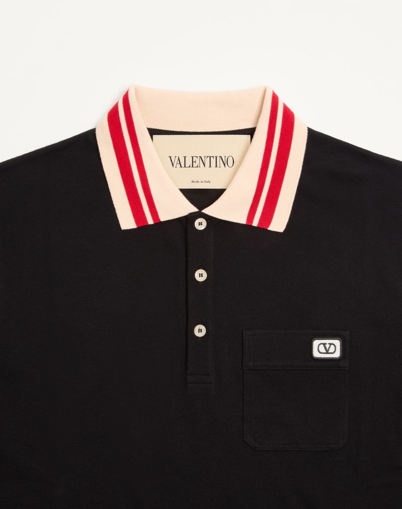 Polo de algodão piqué com patch VLogo