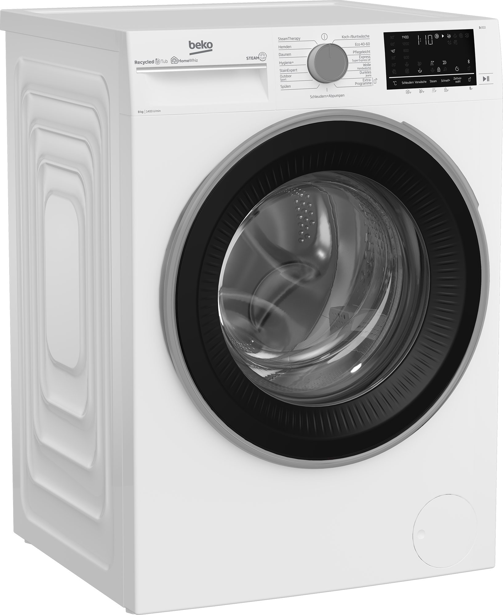 BEKO Waschmaschine b300 B3WFU58415W1, 8 kg, 1400 U/min, SteamCure - 99% allergenfrei