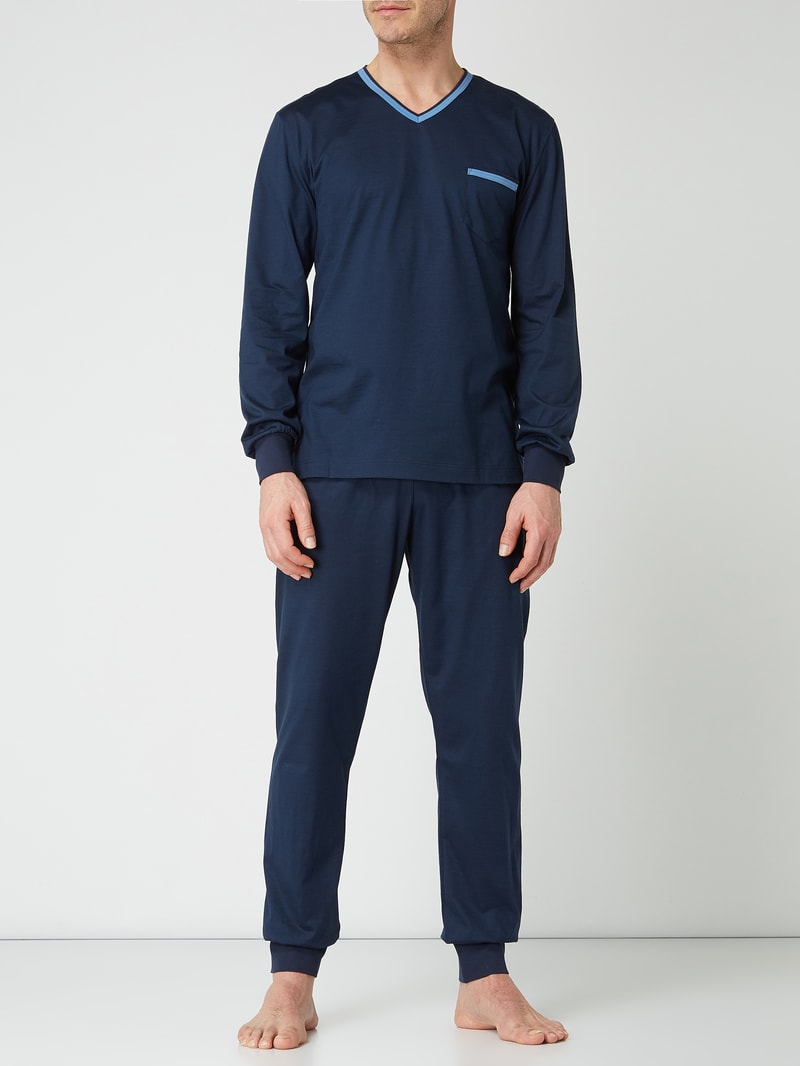 Regular Fit Pyjama aus Baumwolle in dunkelblau