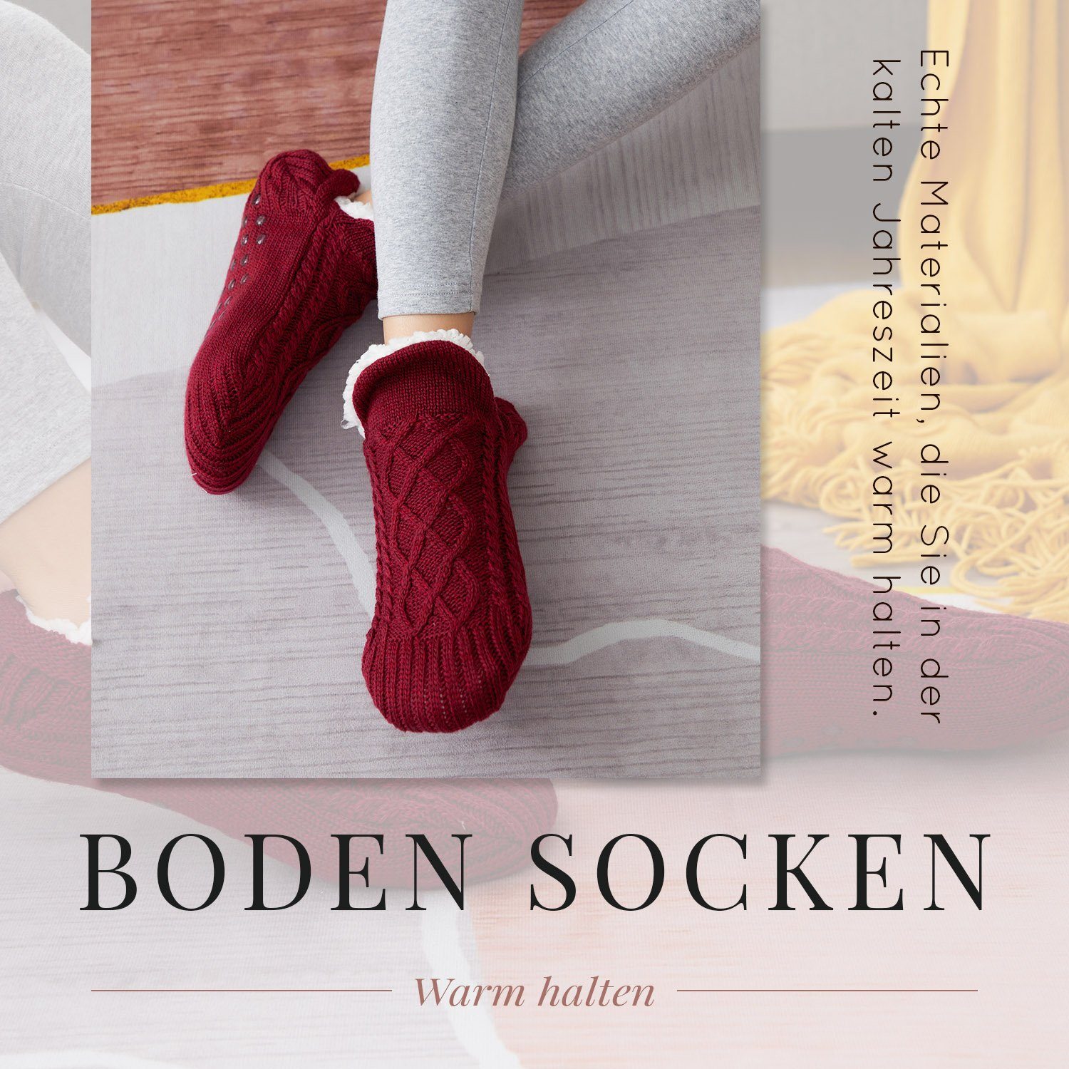 TOPMELON Haussocken Kuschelsocken Socken Stoppersocken Plüsch Hausschuhe