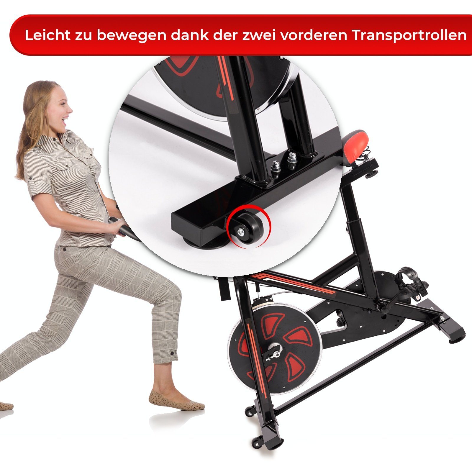 VENDOMNIA Heimtrainer Fitnessbike mit LCD Display (Pulsmesser, Sitz und Griff verstellbar, max 120 kg), Fahrrad, Fahrradtrainer, Fitnessfahrrad, Indoor Cycling Bike