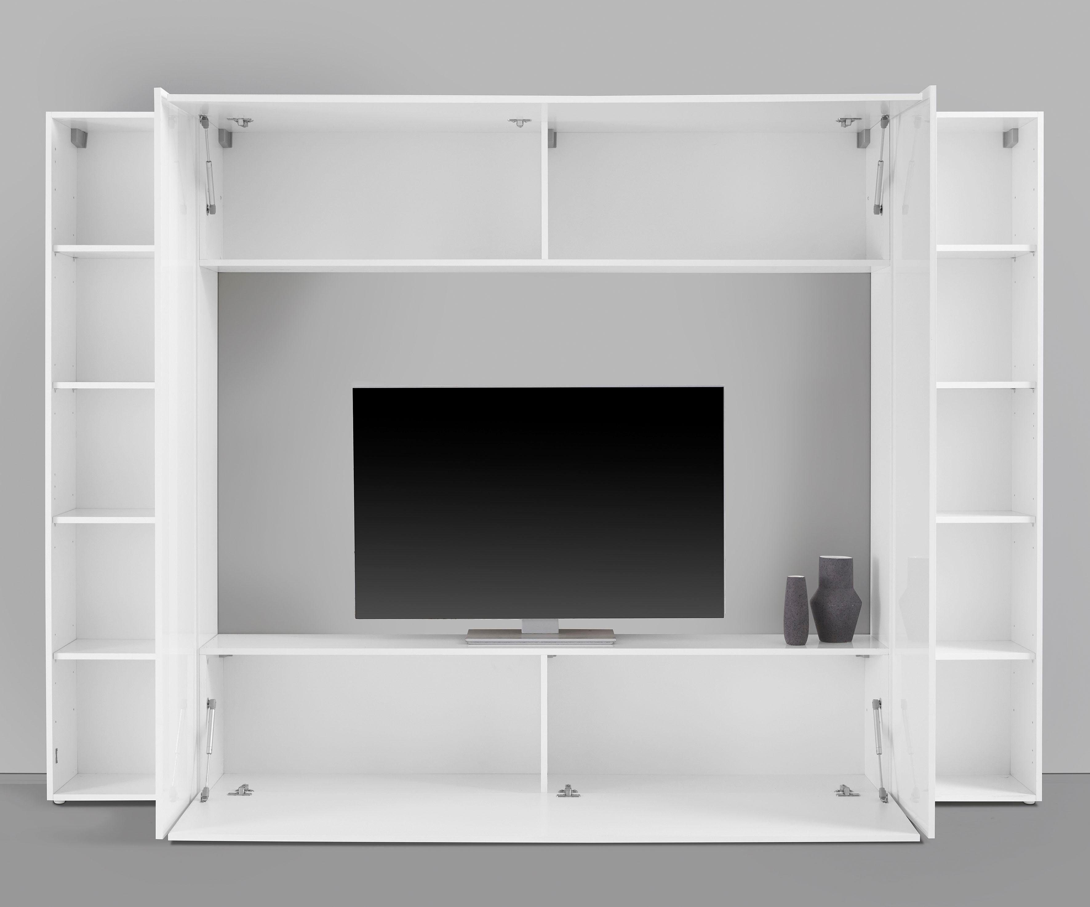 Tecnos Wohnwand Maruska, (Set, 4-St), Front/ Korpus weiß Hochglanz