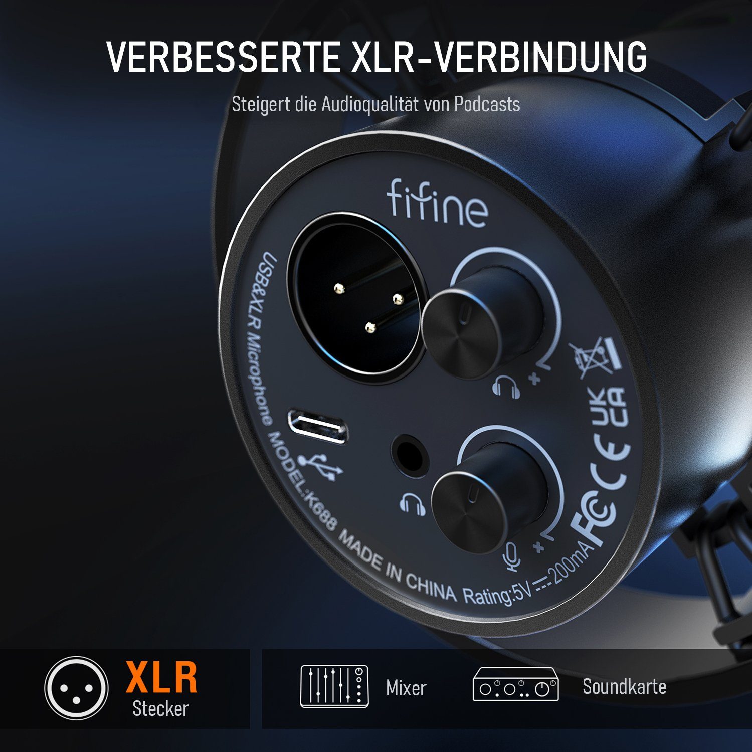 FIFINE Mikrofon XLR Studio Mikrofon Dynamisches USB Microphone PC, für Streaming Podcast Gaming für PS4/5 Mac Mixer Soundkarten
