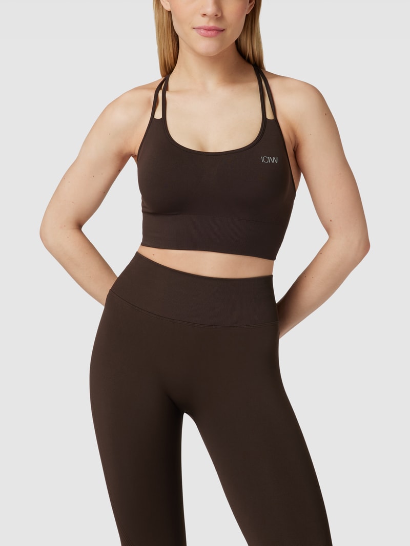Bustier mit Label-Print Modell 'Define Seamless Sports' in dunkelbraun