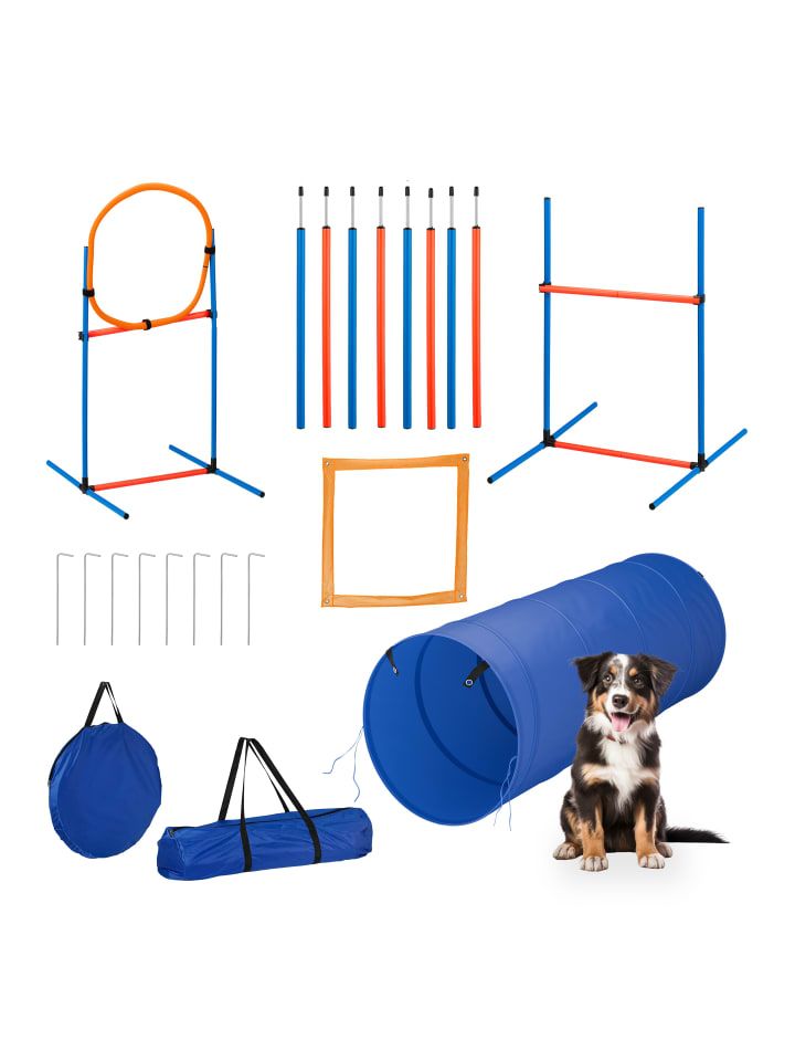 relaxdays 76-tlg. Agility Set in Blau/ Orange günstig kaufen onesize