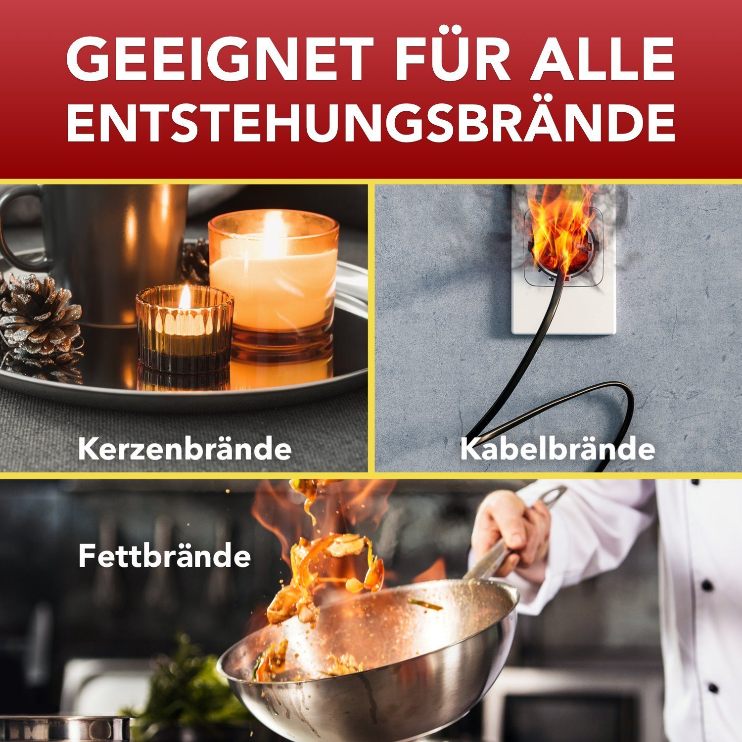 CONTRABLAZE Feuerlöschspray 1x 500ml gegen Fett- und Entstehungsbrände, für mehr Sicherheit im Haushalt, (Spar-Set, 1-St., Unterschiedliche Stückanzahl) Optimal geeignet für die Küche, Grill, Auto, Kabel- und Fettbrände