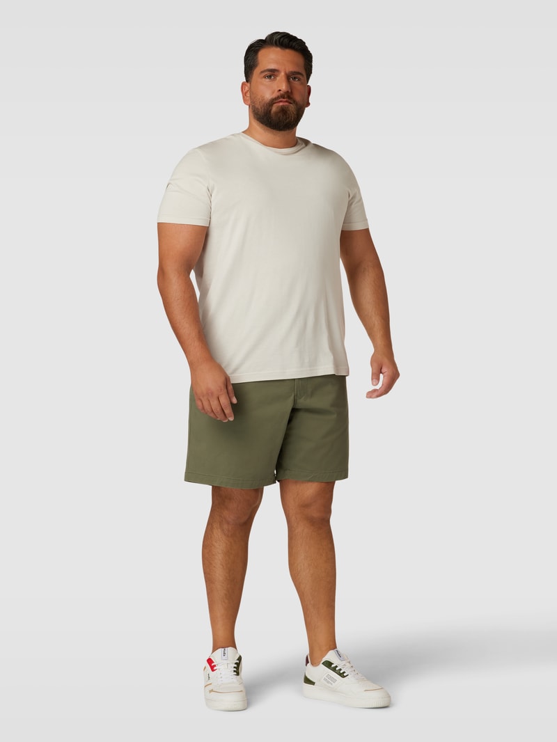 PLUS SIZE Bermuda mit Label-Stitching Modell 'PREPSTERS' in dunkelgrün