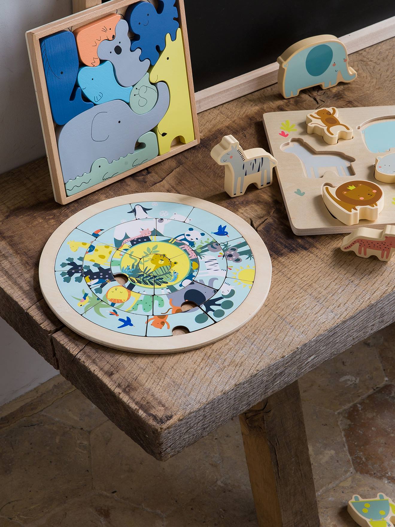 Puzzle chunky Jungle en bois FSC® multicolore