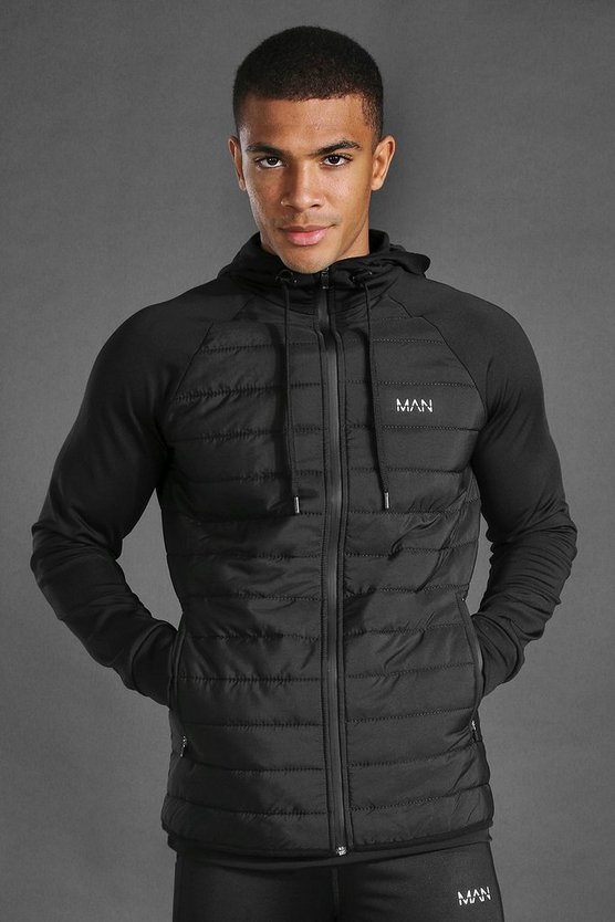Gesteppter Man Active Gym Hoodie mit Reißverschluss