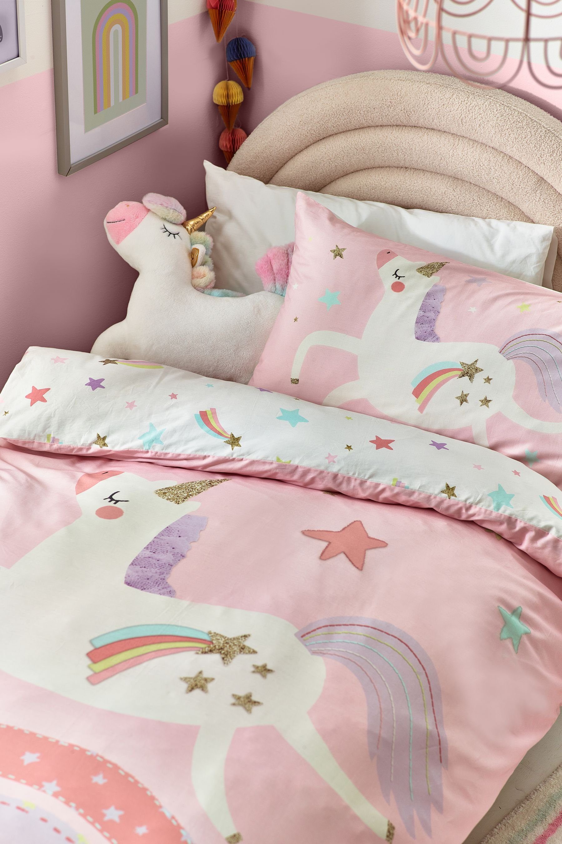 Bett-Set, Bettgarnitur, Einhorn-Print, Next, Bezug: Baumwolle