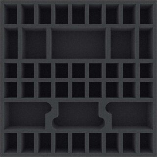 295 mm x 295 mm x 50 mm Schaumstoffeinlage für Brettspiele mit 44 Fächern