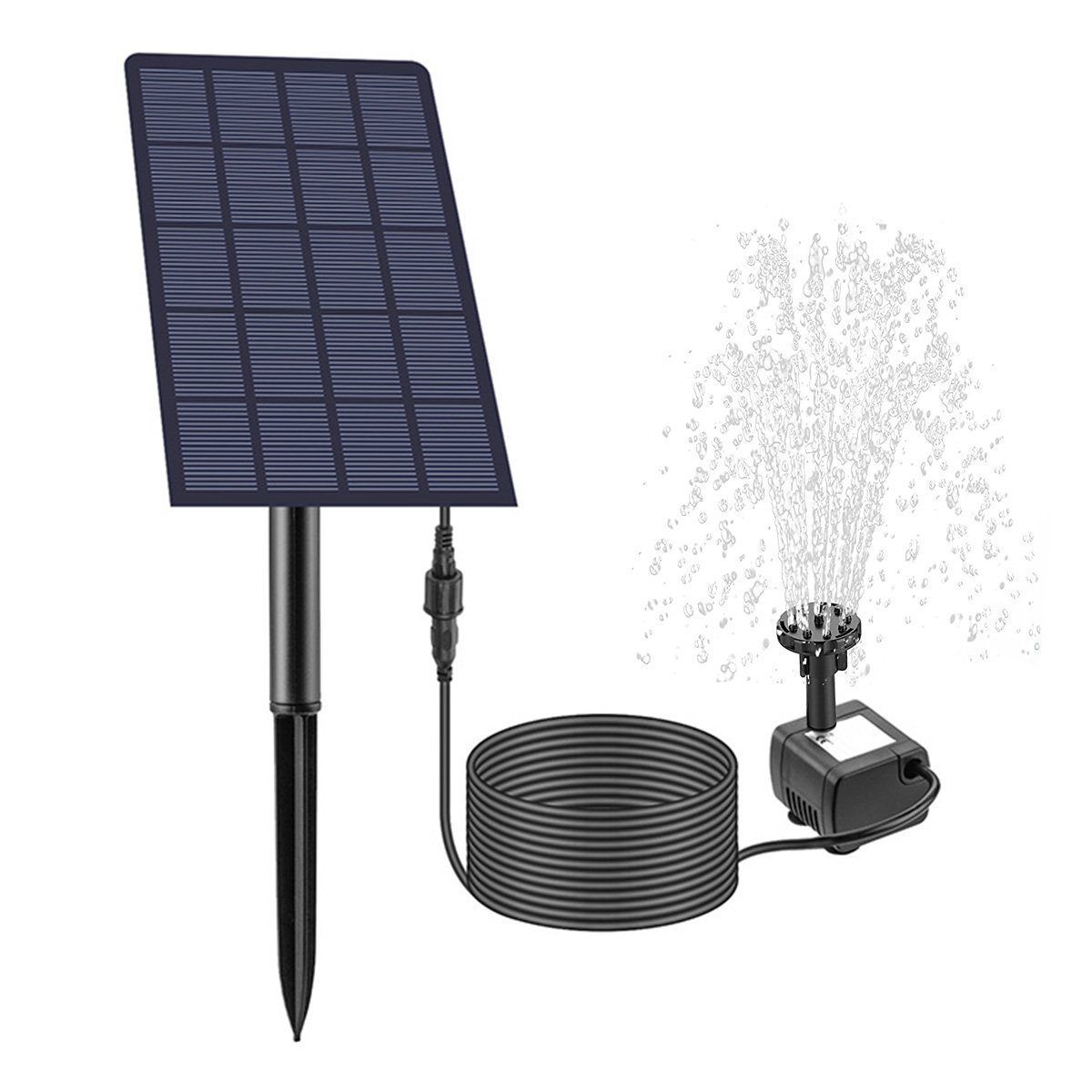 KINSI Solarpumpe Solar Teichpumpe, Garten-Wasserpumpe, kleine Teich-Brunnen, Springbrunnen für den Außenbereich, Garten- und Terrassenbrunnen
