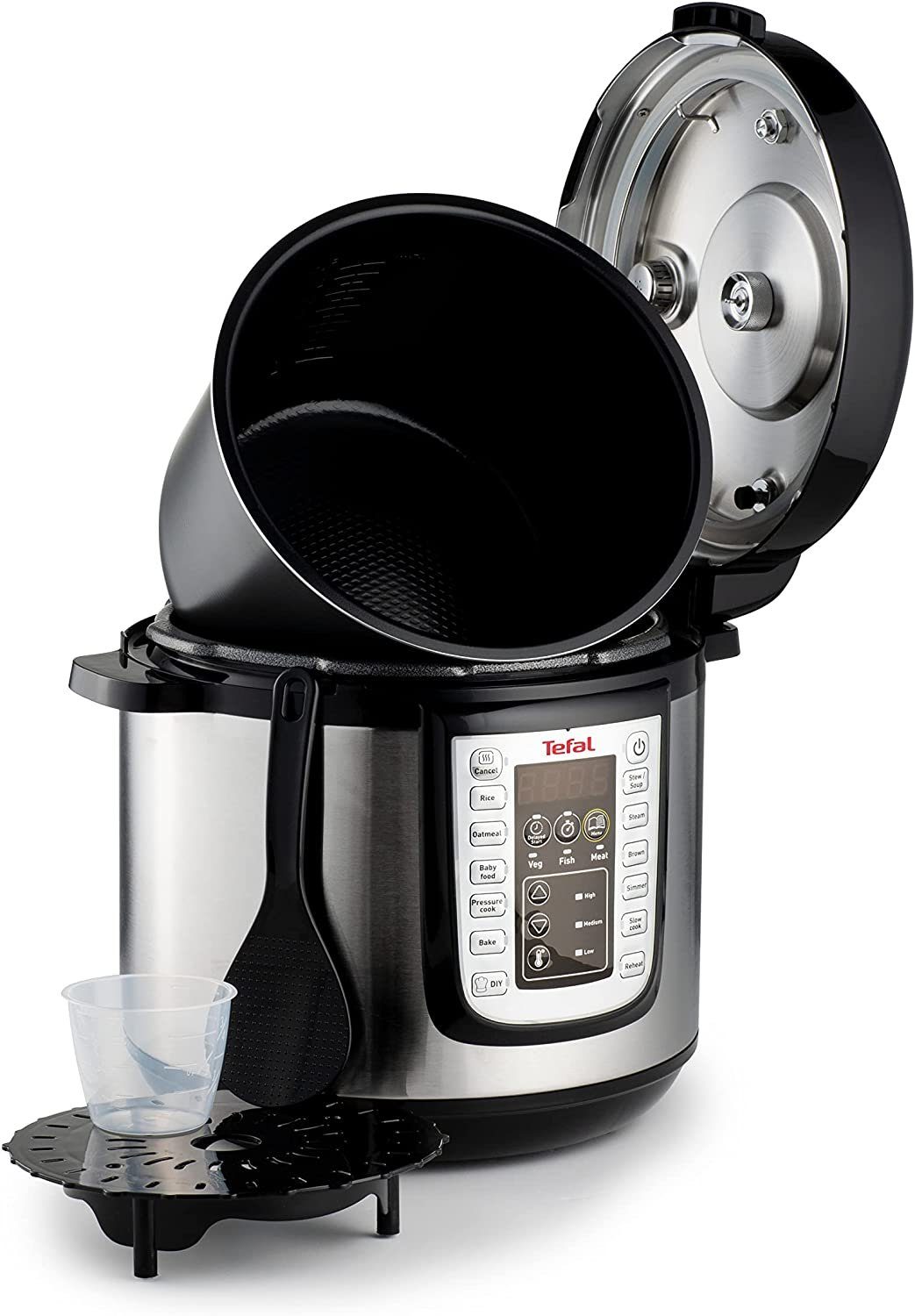 Tefal Multikocher elektrischer, 1200 W, 6,00 l Schüssel, Tefal Multikocher CY505Er, elektrischer Schnellkochtopf, 6 l Schüssel