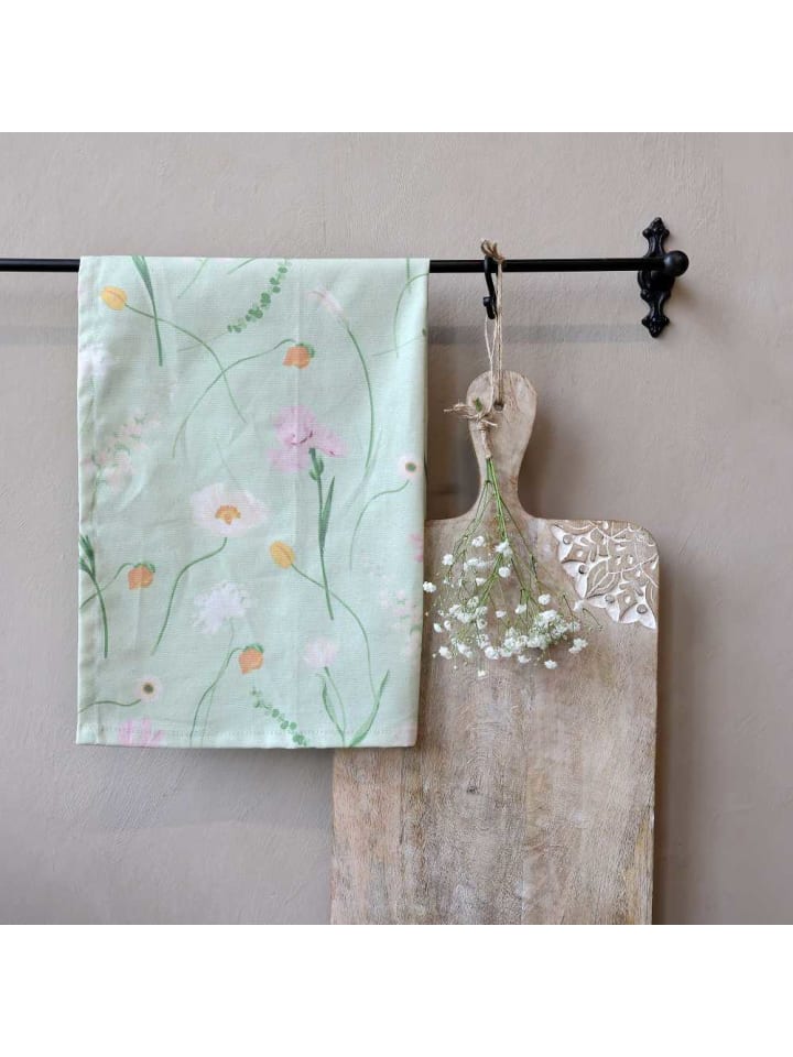 Chic Antique Geschirrtuch AIX Grün mit Blumen günstig kaufen onesize