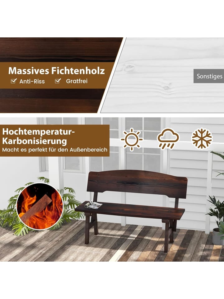 COSTWAY Gartenbank 120x51x78cm in Braun günstig kaufen onesize