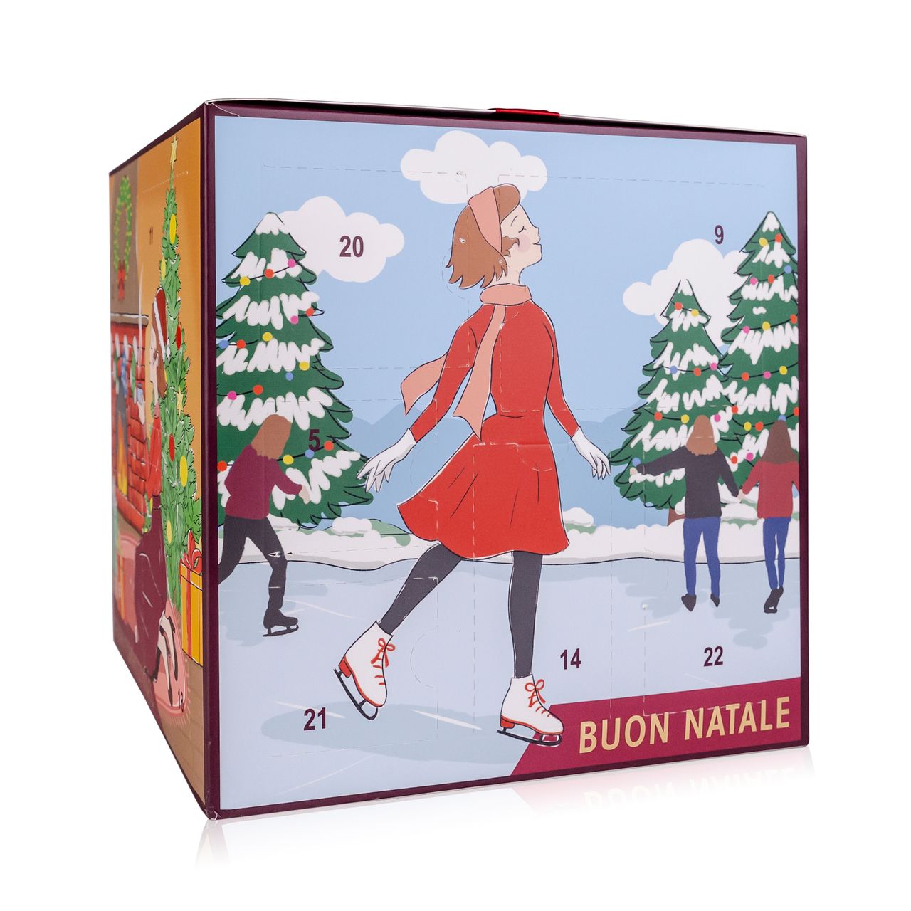 accentra Adventskalender LA BELLE FEMME NOEL in würfelförmiger Box mit Schleife