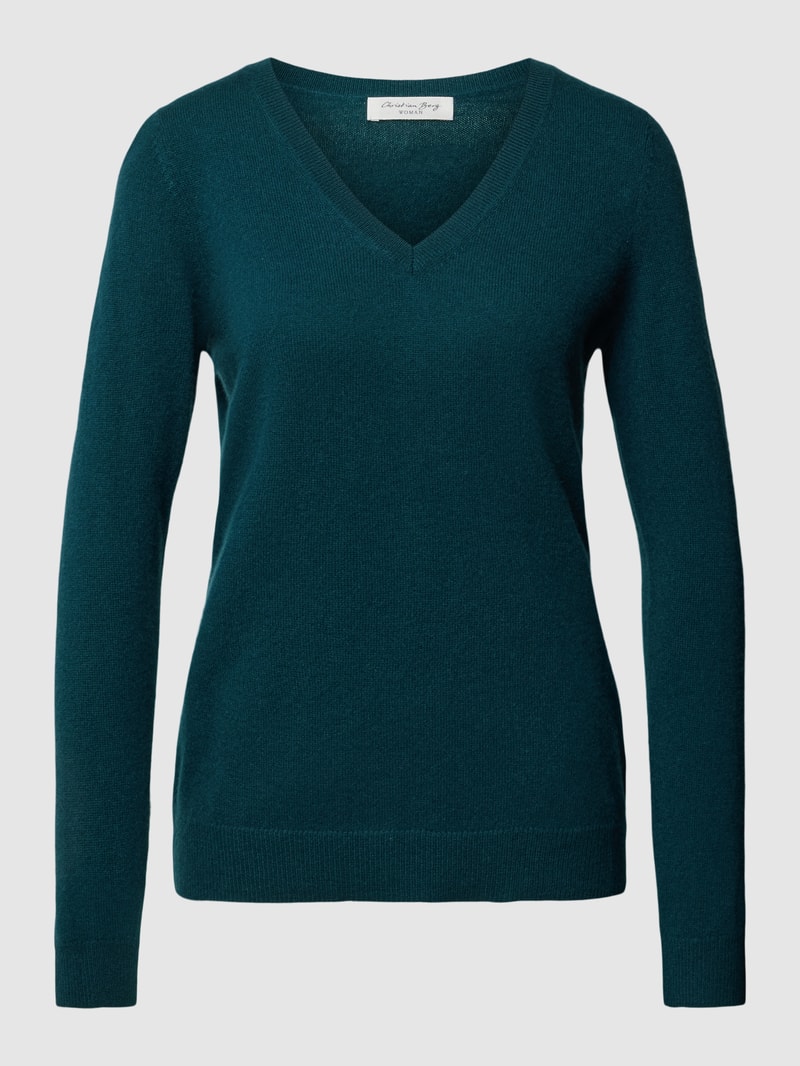 Strickpullover aus Kaschmir mit V-Ausschnitt in petrol
