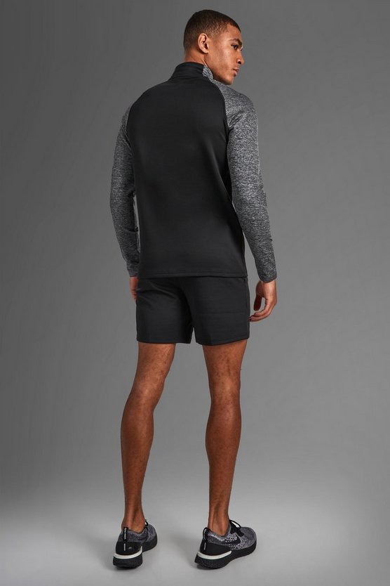 Man Active Gym Shorts-Set mit Trichterkragen