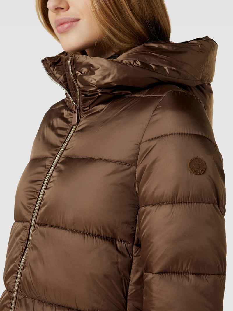 Jacke mit Label-Patch Modell 'Lysa' in dunkelbraun
