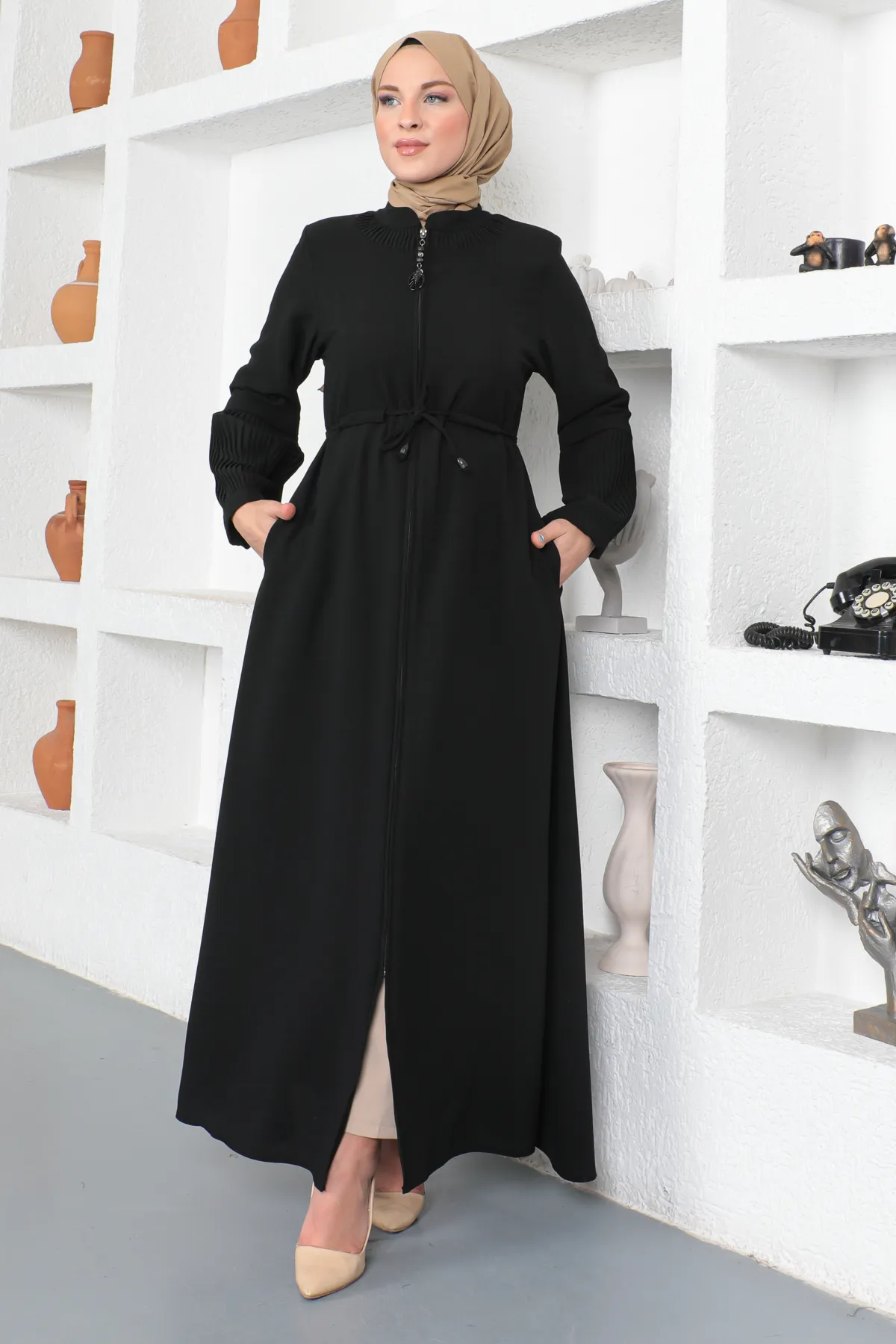 Tesettür Dünyası  Bindet Taille Hijab Abaya Tsd230342 Schwarz