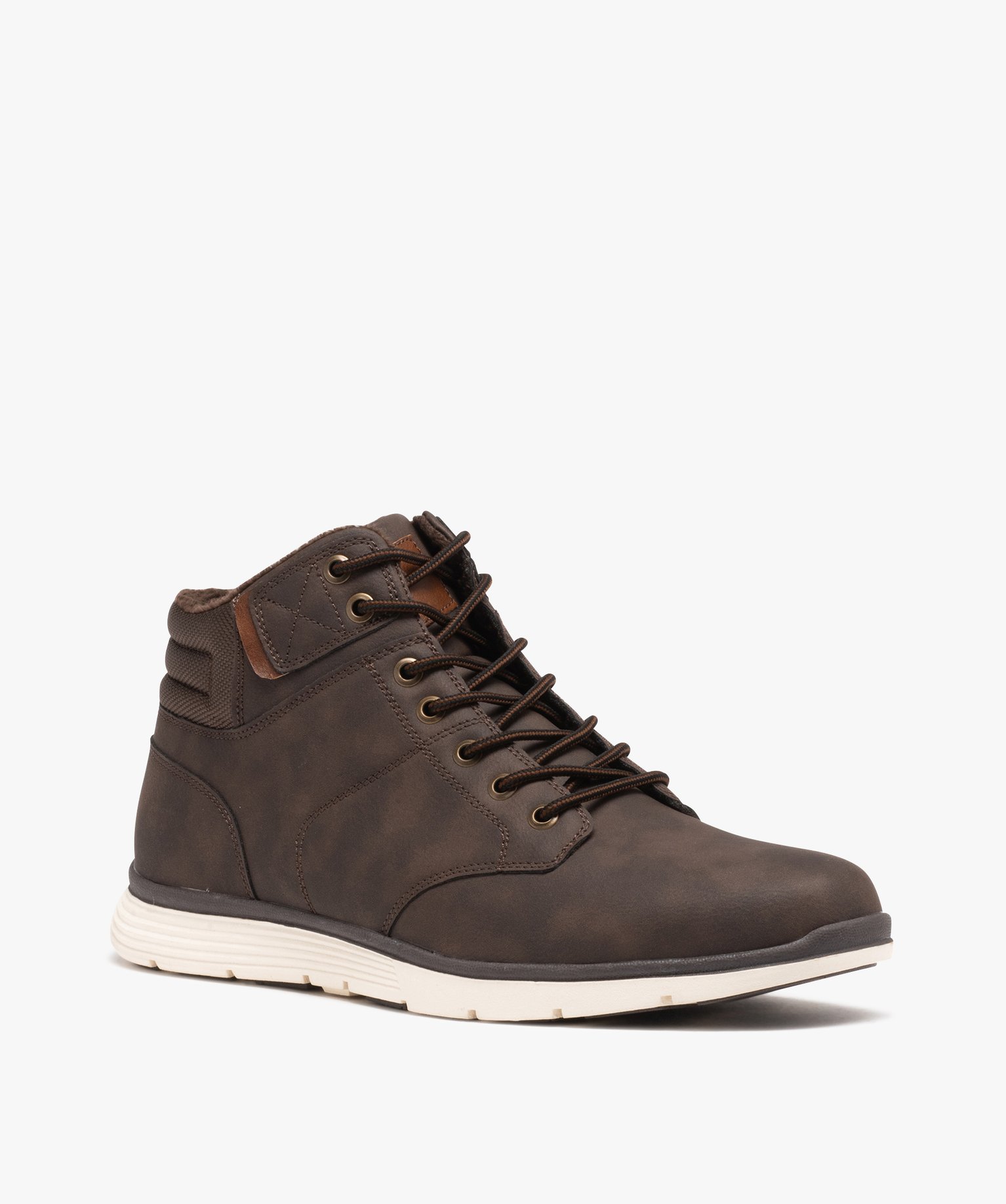 Baskets homme semi-montantes avec intérieur fourré marron | GEMO