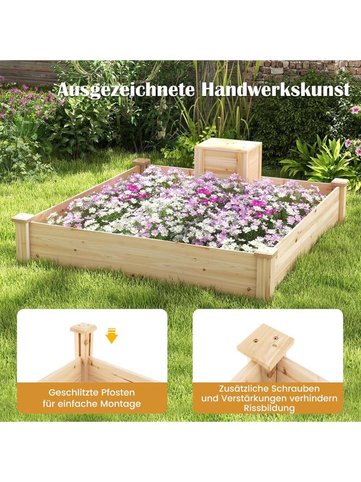 COSTWAY Hochbeet mit Kompostbehälter in Beige günstig kaufen onesize