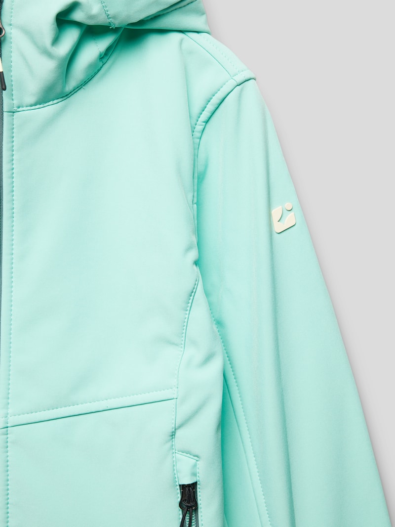 Softshell-Jacke mit Label-Detail in helltürkis