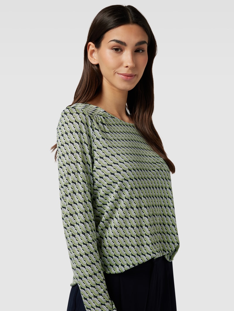 Longsleeve mit Allover-Muster Modell 'Sutha' in hellgrün