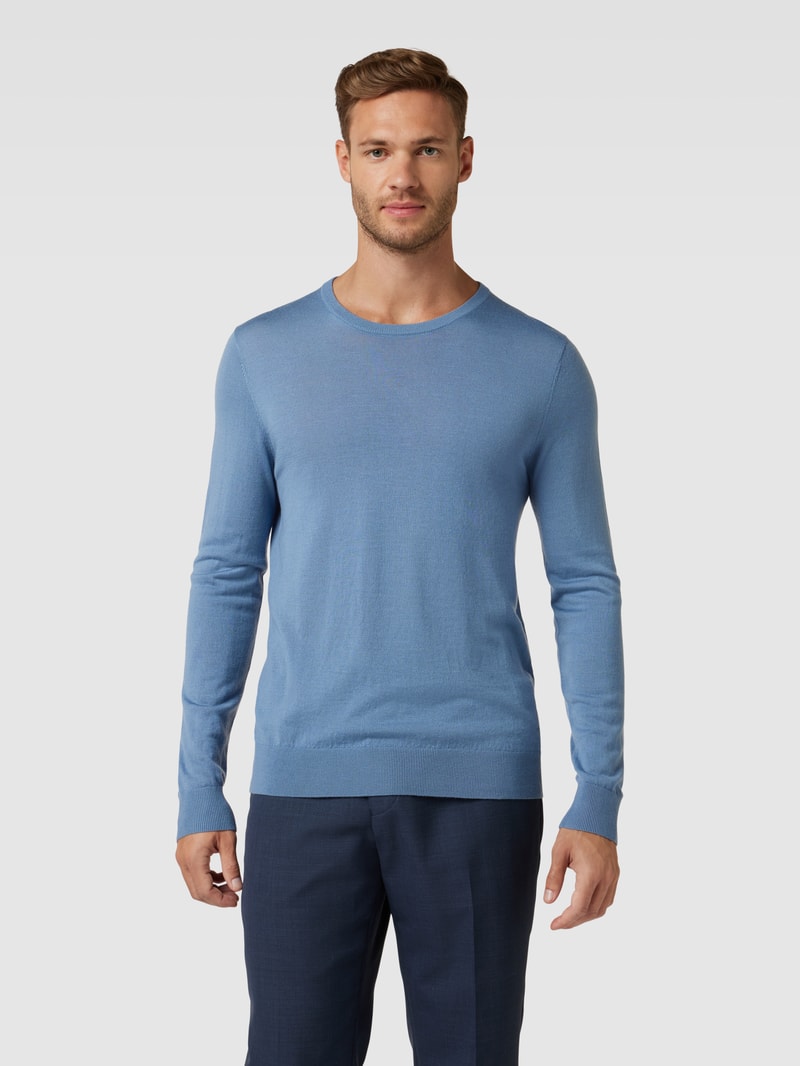 Longsleeve aus Wolle mit Rundhalsausschnitt in rauchblau