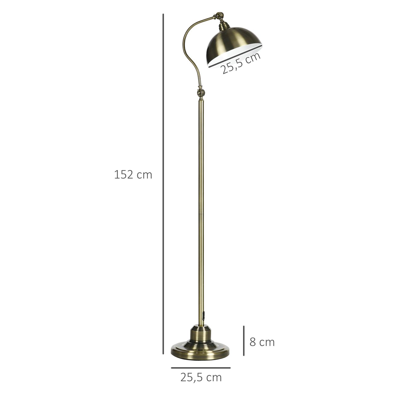 HOMCOM Stehleuchte im Vintage-Design, verstellbare Stehlampe für Wohnzimmer
