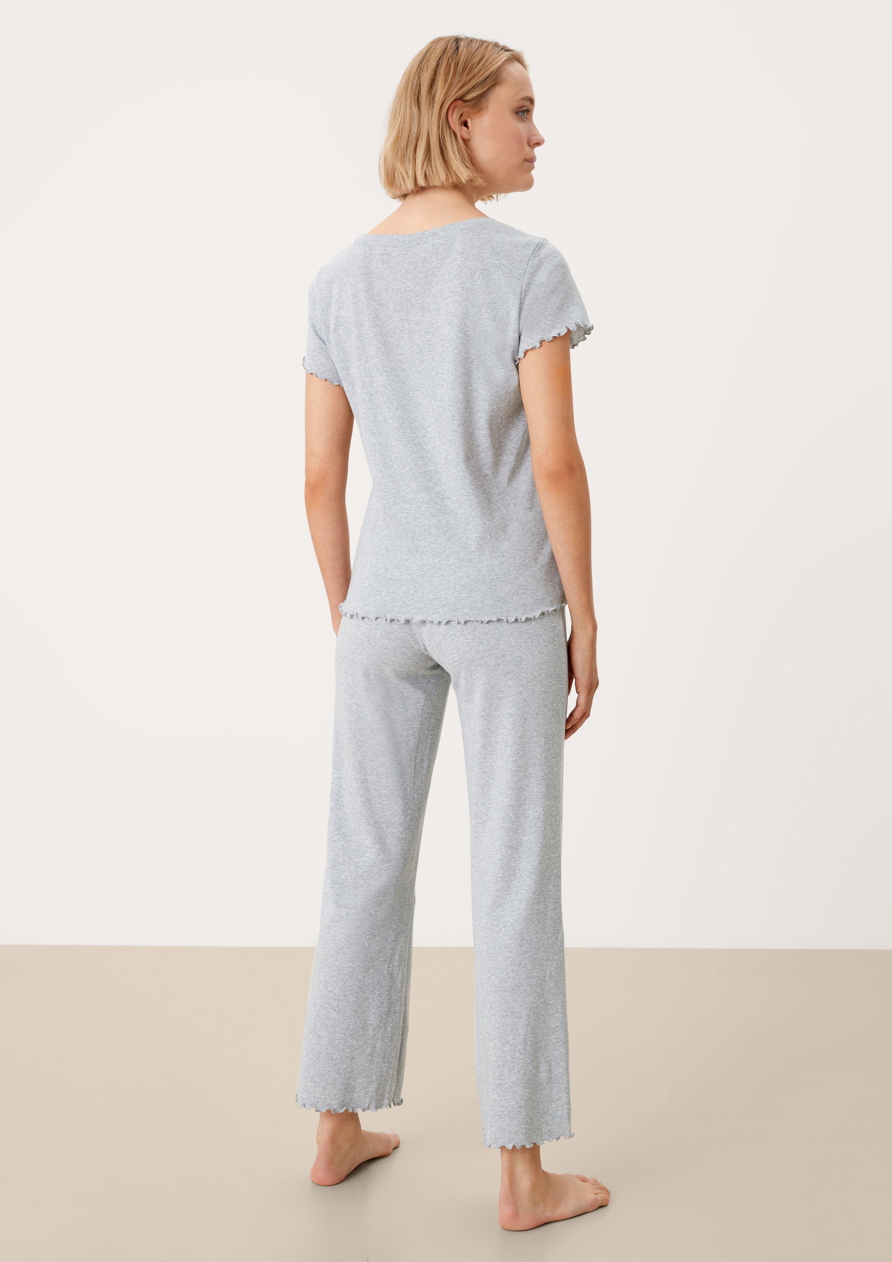 Pyjamashirt mit Wellensaum  6006120-9400