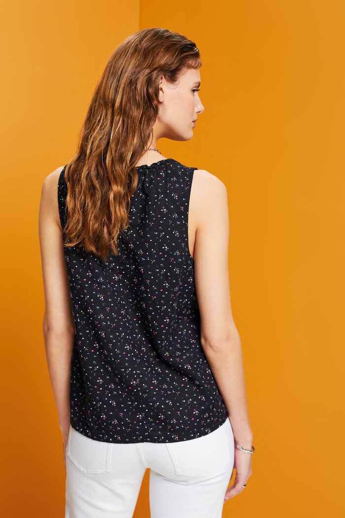 Ärmellose Leinenbluse mit floralem Print