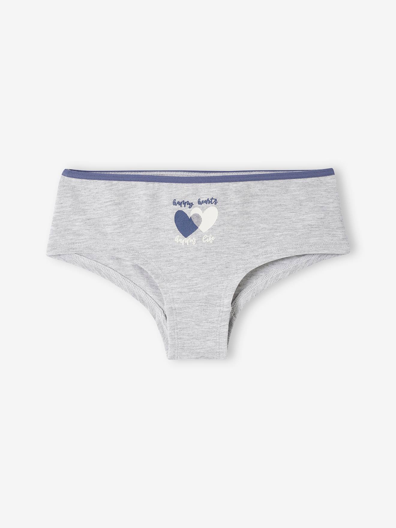 Vertbaudet 7er-Pack Mädchen Shortys, Herzen Oeko-Tex - blau